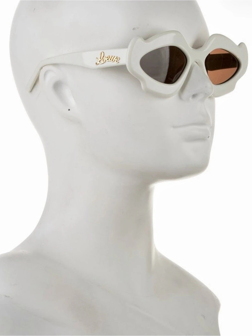 Loewe Curvy Cat-Eye Sunglasses White & Brown Like New
